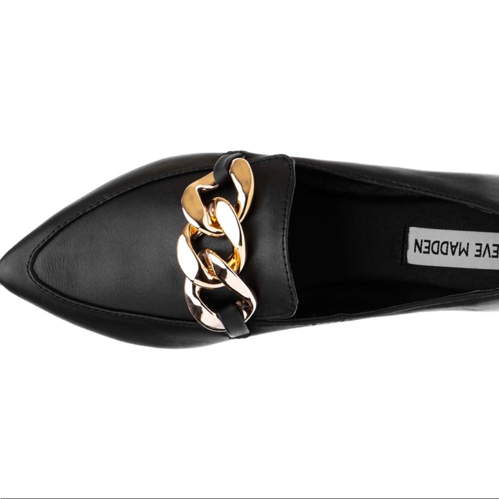 Famed Chain Detail Leather Dress Flats - Picture 2 of 4